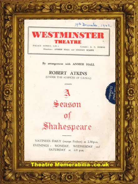 London Westminster Theatre – Season Of Shakespeare 1942