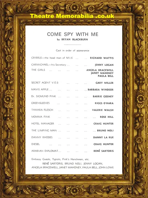 London Whitehall Theatre - Come Spy With Me - 1966 - B Windsor