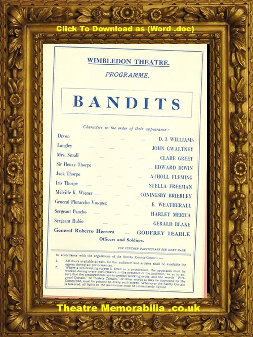 London Wimbledon Theatre - Bandits - 1930
