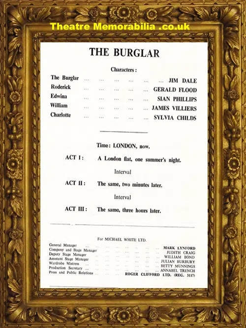 London Wimbledon Theatre - The Burglar - 1967