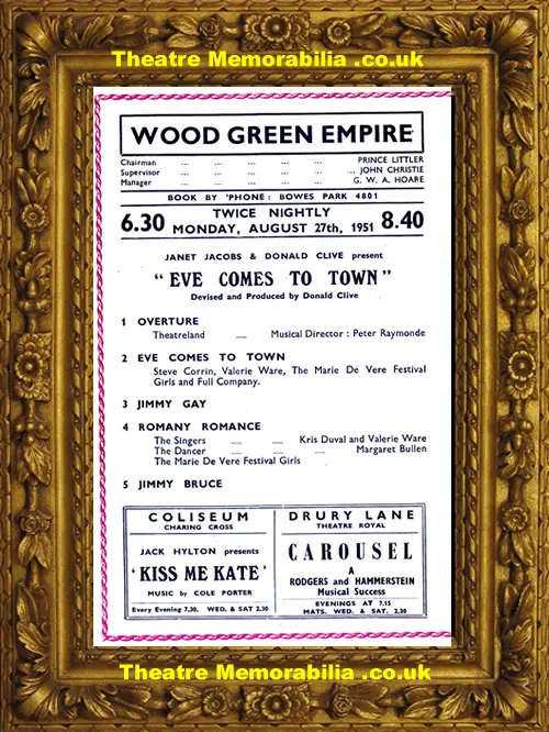 London Wood Green Empire Theatre - Eve Comes To Town 1951