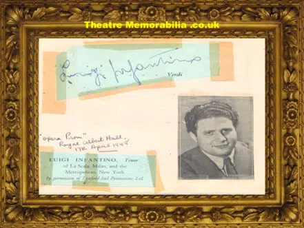 Luigi Infantino + Redvers Llewellyn Autograph Opera Singer 1948