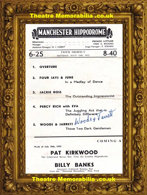 Manchester Hippodrome - Variety Show - 1952 - Multi Autographs