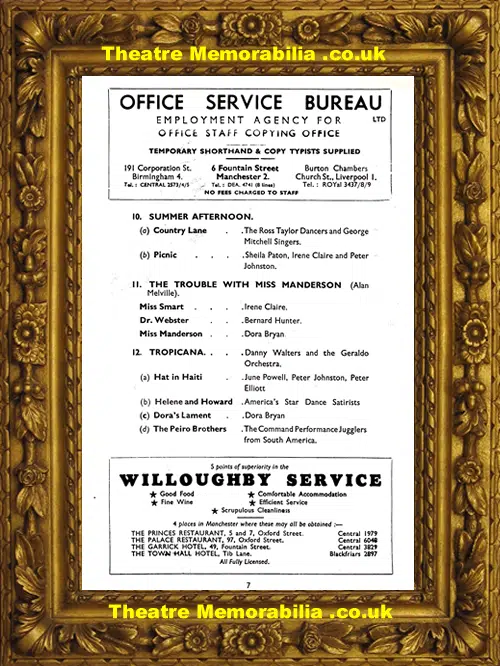 Manchester Opera House Theatre - Words and Music - 1959