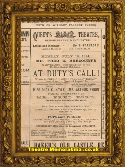 Manchester Queens Theatre – A Dutys Call – 1894