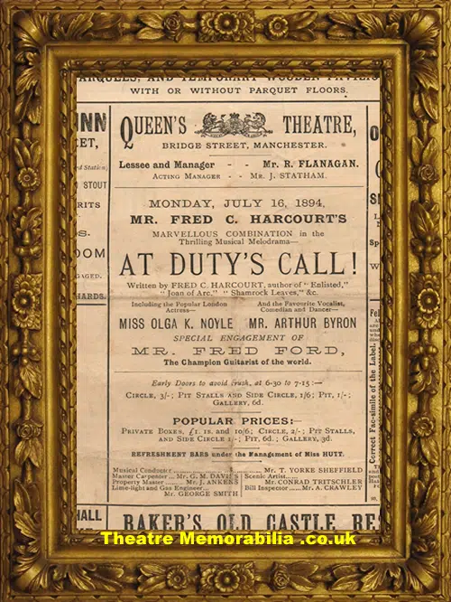 Manchester Queens Theatre - A Dutys Call - 1894