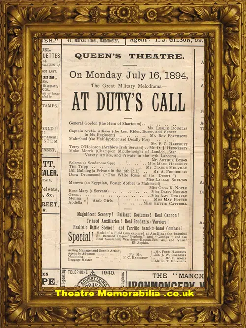 Manchester Queens Theatre - A Dutys Call - 1894
