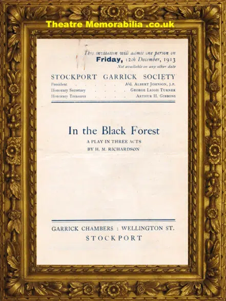 Manchester Stockport Garrick Theatre In The Black Forest – 1913