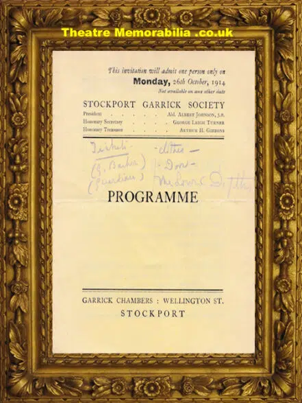 Manchester Stockport Garrick Theatre – Triple Bill – 1914 + Supp