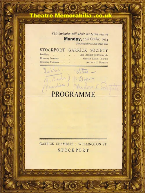 Manchester Stockport Garrick Theatre - Triple Bill - 1914 + Supp