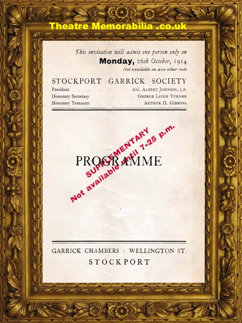 Manchester Stockport Garrick Theatre - Triple Bill - 1914 + Supp