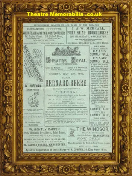 Manchester Theatre Royal – Mrs Bernard Beere – 1885