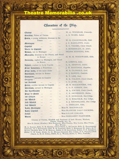 New Oxford University Theatre - ADS - Romeo And Juliet - 1898