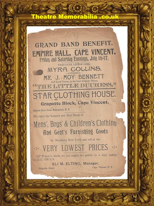 New York Empire Hall Cape Vincent - Benefit Concert - 1897