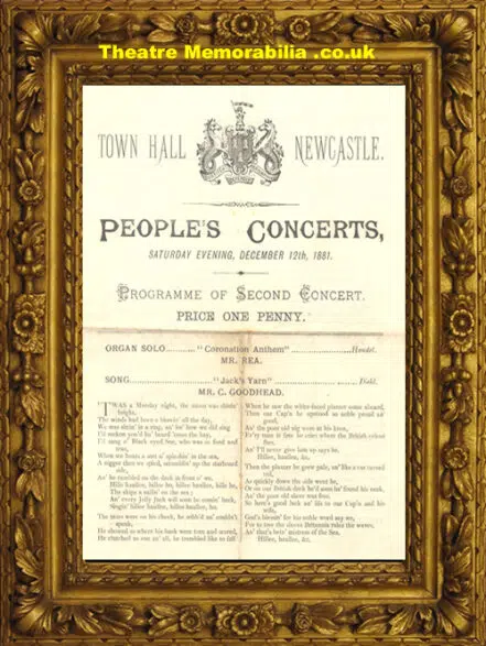 Newcastle Town Hall People’s Concert – 1881