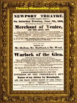 Newport Theatre – Merchant Of Venice – 1828 – RARE