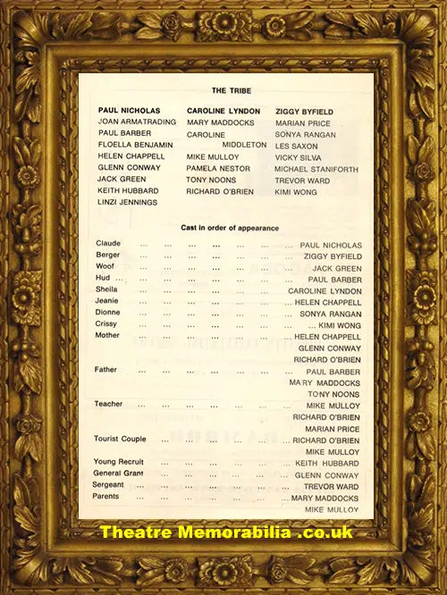 Nottingham Theatre Royal - Hair - 1970 - + Ticket Paul Nicholas