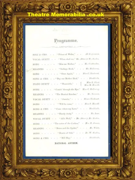 Old Theatre Programme Sheet – 1875
