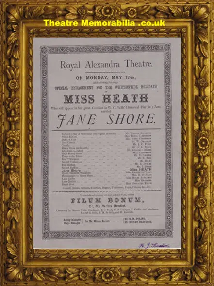 Ontario Canada Royal Alexandra Theatre – Jane Shore – 1800s