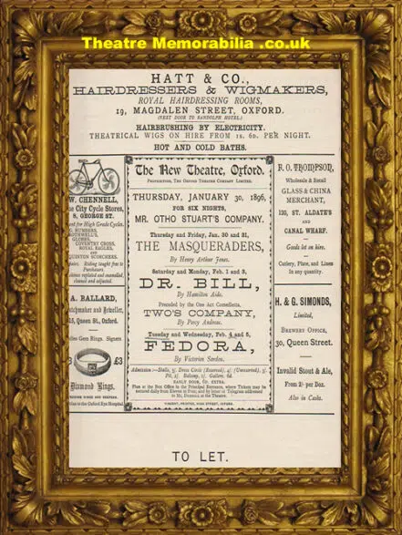 Oxford New Theatre – Fedora – 1896
