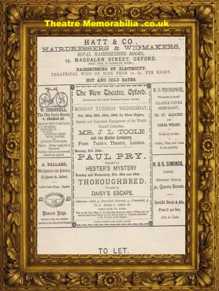 Oxford New Theatre – Paul Pry – 1896