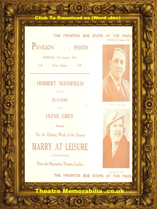 Perth Pavilion Herbert Mansfield Concert 1935