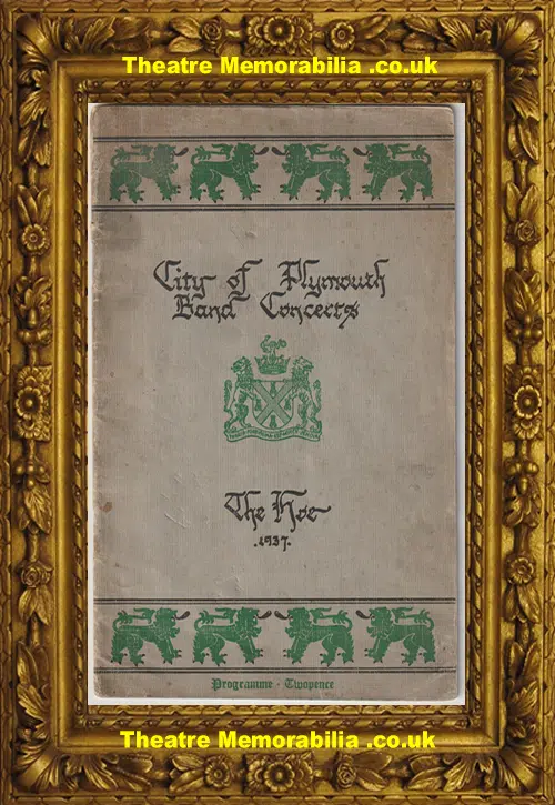 Plymouth City Band Concert Programme 1937 - Military Bands