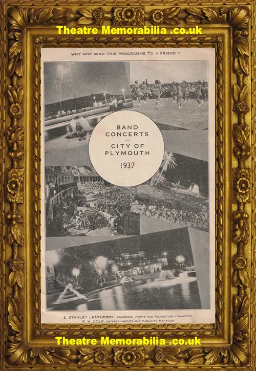 Plymouth City Band Concert Programme 1937 - Military Bands