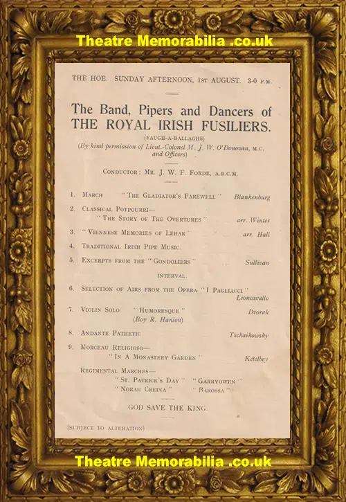 Plymouth City Band Concert Programme 1937 - Military Bands
