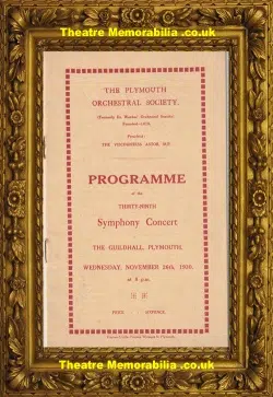 Plymouth Orchestral Society Concert Programme 1930