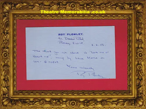 Roy Plomley Autograph Signed Card - BBC Radio Presenter 1950s