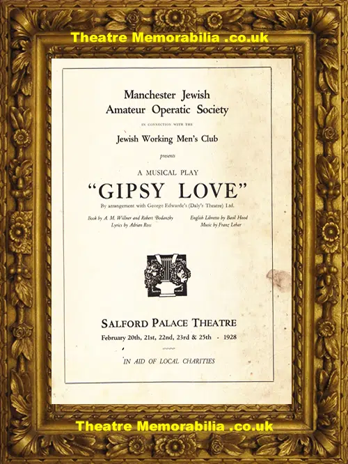 Salford Palace Theatre - Gipsy Love - 1928 - Cross Lane