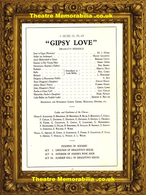 Salford Palace Theatre - Gipsy Love - 1928 - Cross Lane