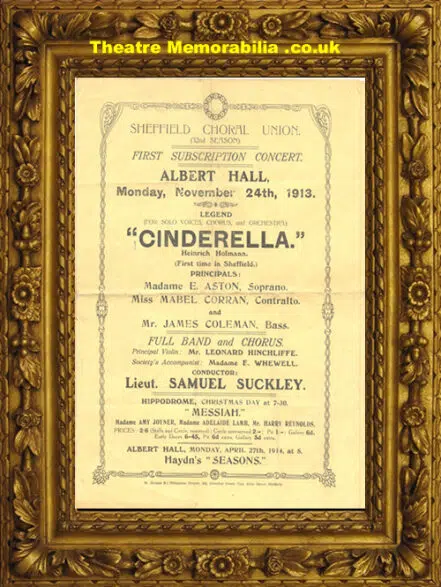 Sheffield Albert Hall – Cinderella Concert – 1913