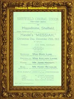 Sheffield Hippodrome Theatre – Messiah Concert – + Flyer 1912