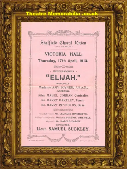 Sheffield Victoria Hall – Elijah Concert – 1913