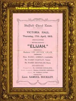 Sheffield Victoria Hall – Elijah Concert – 1913