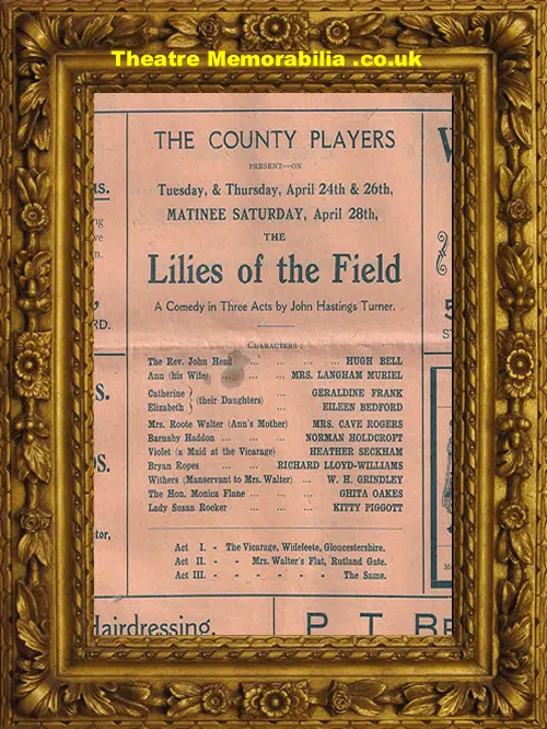 Stafford Sandonia Theatre - Lilies Of The Feild - 1928