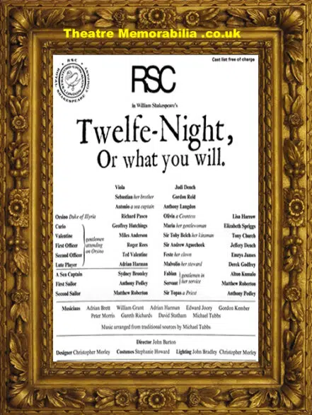 Stratford Upon Avon RSC – Twelfth Night – 1971 – Judi Dench