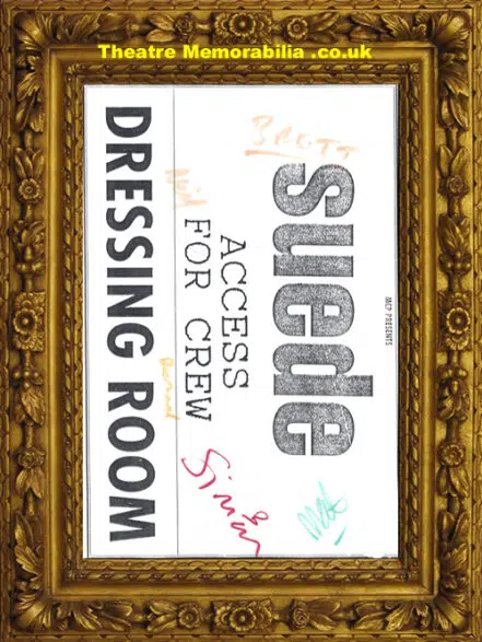 Suede – The Music Group – Signed T Shirt + Dressing Room sign