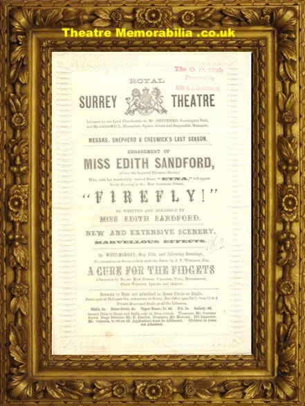 Surrey Royal Theatre – Firefly – 1869