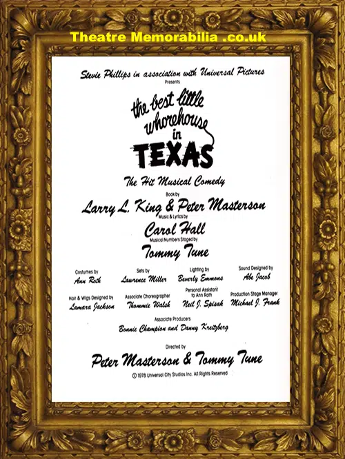 The Best Little Whorehouse In Texas Musical Film Programme 1978
