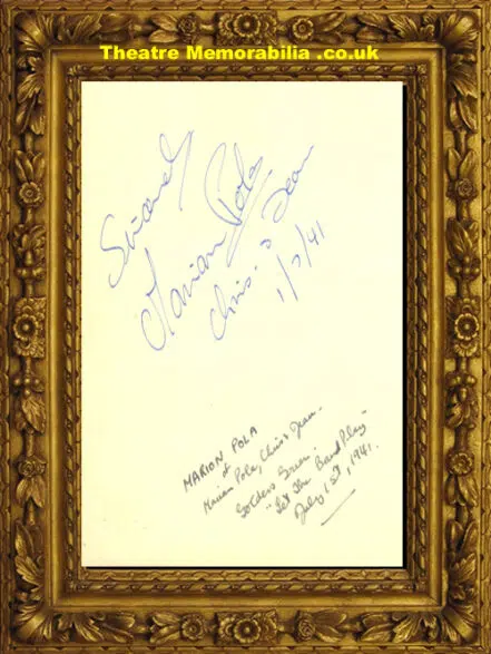 Van Stratten + Marion Pola Autograph 1941
