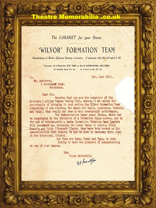 Wilvor Formation Dance Team Souvenir Letter - 1948