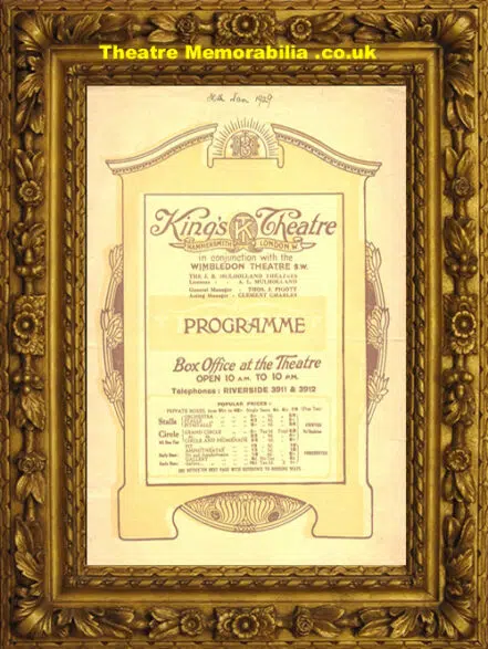 Wimbledon King’s Theatre – The Only Way – 1929