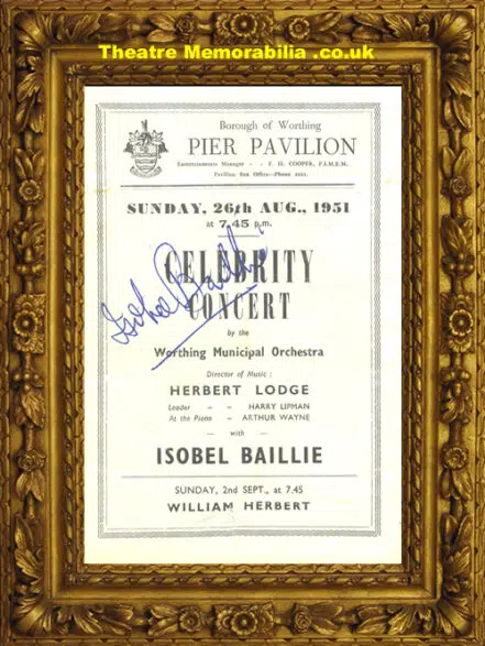 Worthing Pier Pavilion – Celebrity Concert Signed Isobel Bailli