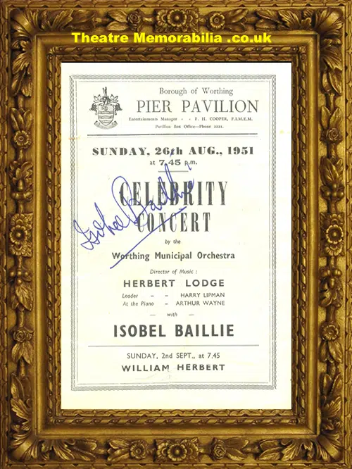 Worthing Pier Pavilion - Celebrity Concert Signed Isobel Bailli