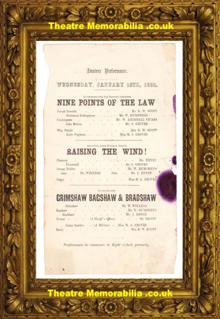 Amateur Theatre Show – Nine Points Of The Law – 1862