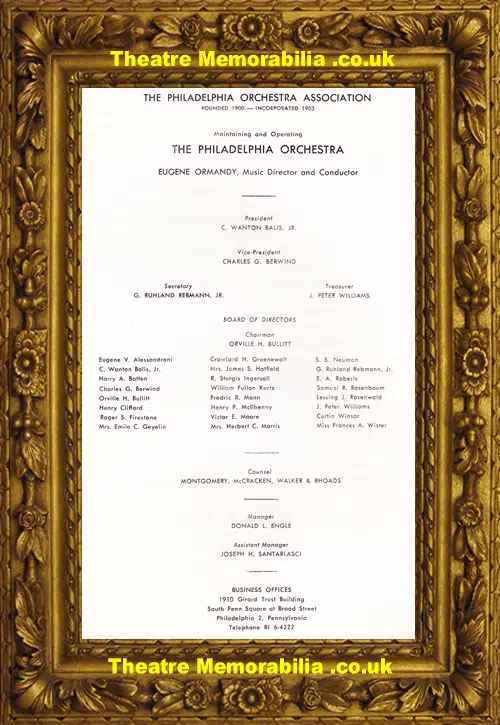 America Philadelphia Academy Of Music Orchestra - 1955