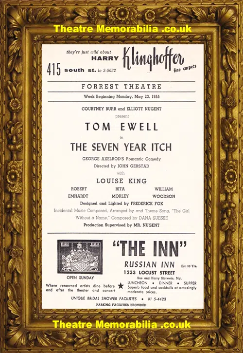 America Philadelphia Forrest Theatre - The Seven Year Itch 1955